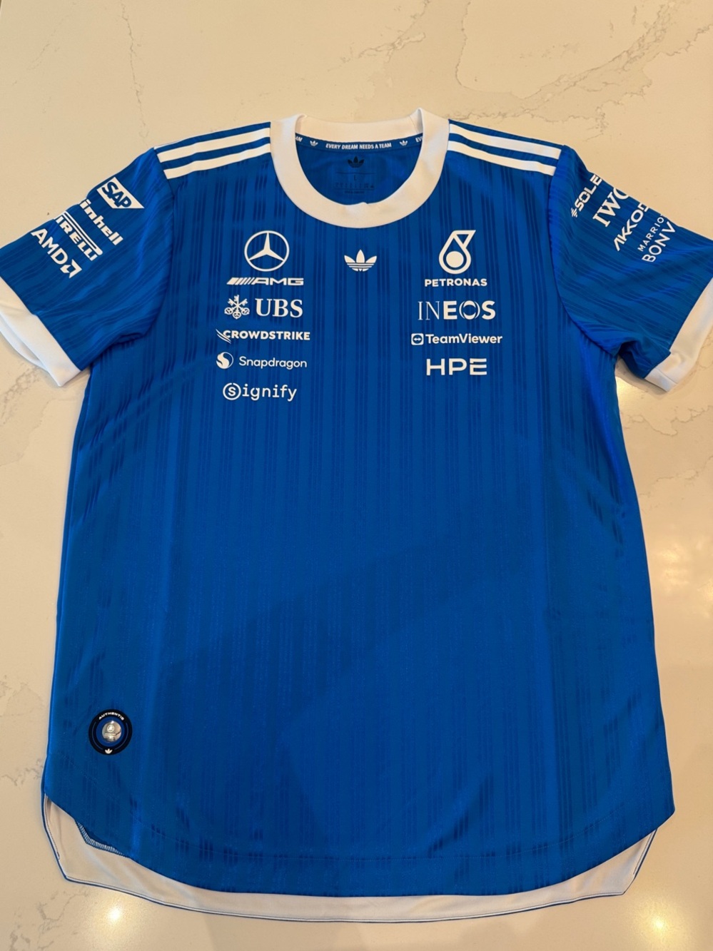 Mercedes AMG Petronas Royal Blue Men's Team Jersey with White Trim